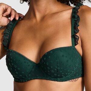 PINK Wink Victoria’s Secret Balconette Push-up Bra Sz 40B Dark Green NWOT